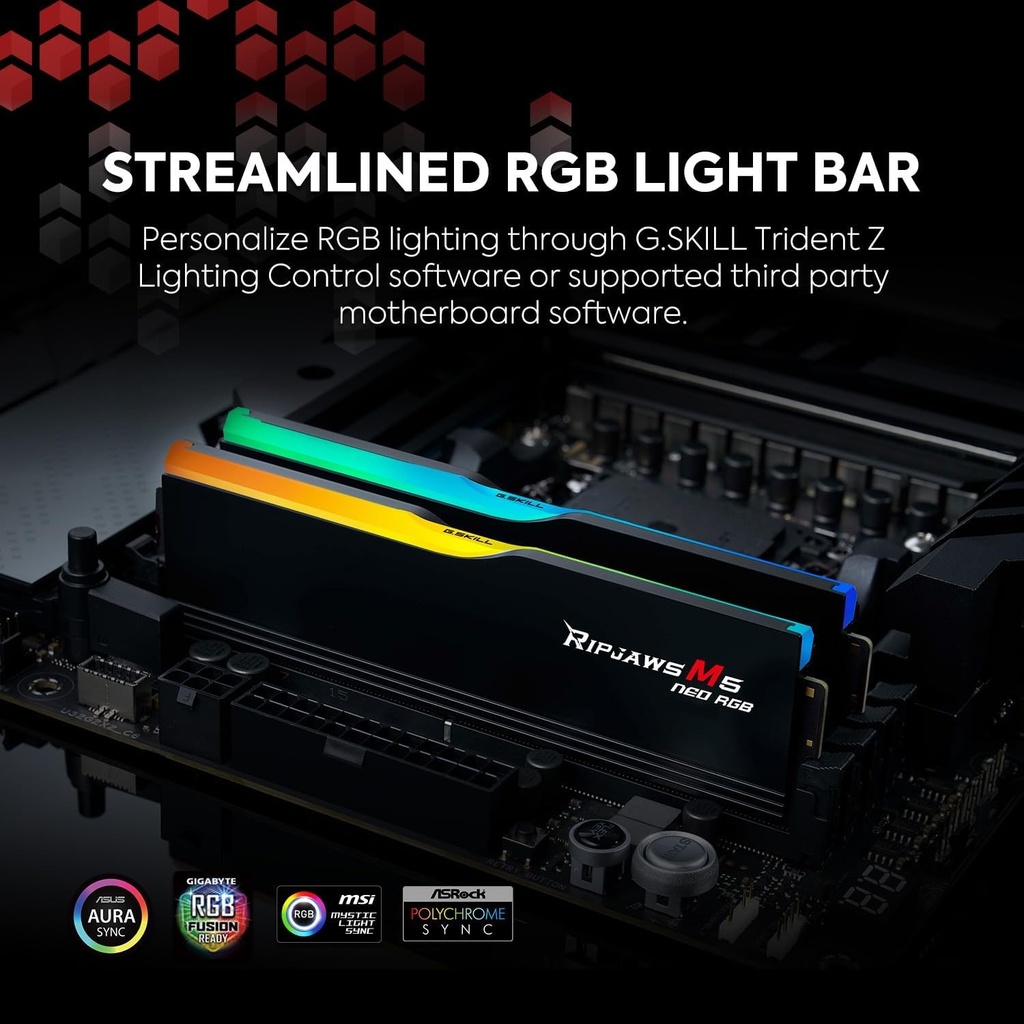 G.SKILL Ripjaws M5 Neo RGB Series ( Intel XMP & AMD EXPO) DDR5 RAM 64GB (2x32GB) 6000MT/s CL36 Desktop Memory Kit - Black