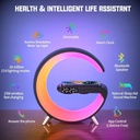 Smart Light Sound Machine, lámpara de mesa con cargador inalámbrico, reloj despertador con altavoz Bluetooth, lámpara de carga para estudio de oficina en casa, lámpara de carga para dormitorio 