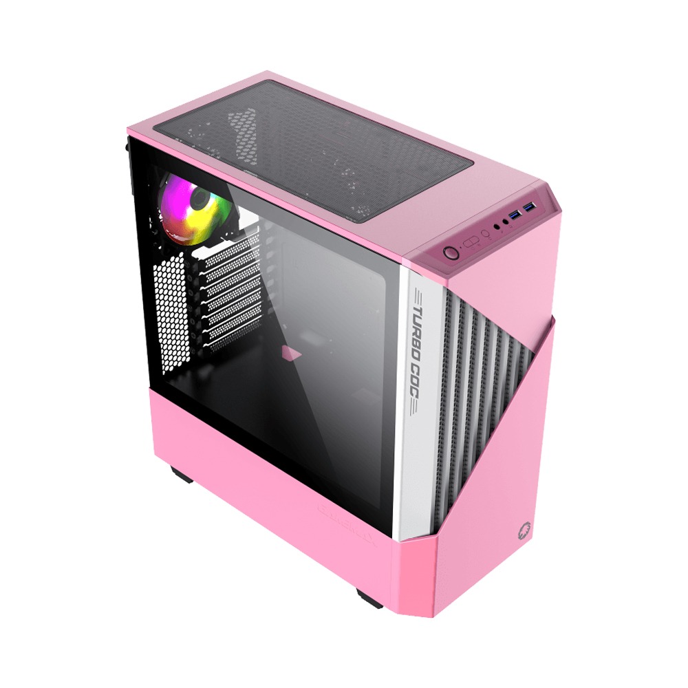 GameMax Contac COC WP Mid Tower Gaming Case - Pink/White