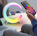 Smart Light Sound Machine, lámpara de mesa con cargador inalámbrico, reloj despertador con altavoz Bluetooth, lámpara de carga para estudio de oficina en casa, lámpara de carga para dormitorio 