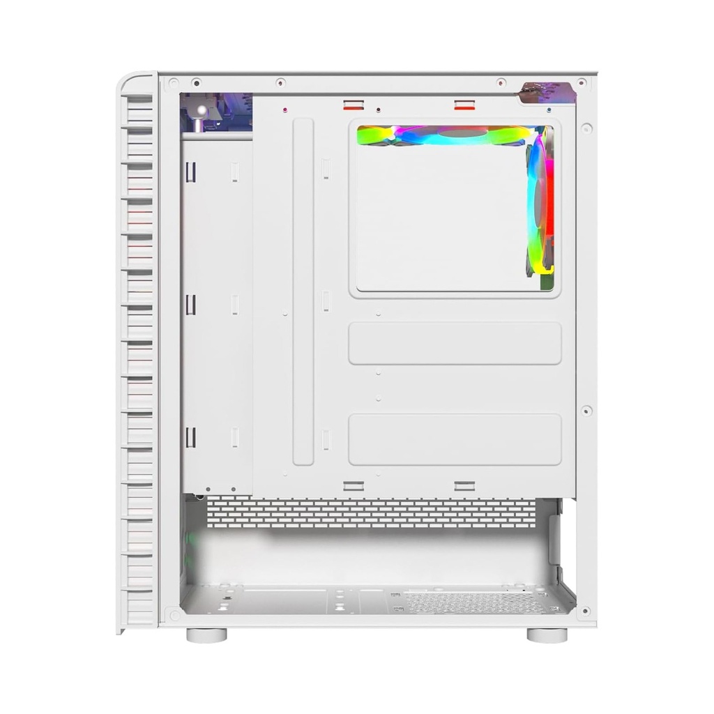 Twisted Minds Killstreak-03 Mid Tower Two Panel Front & Left Side Tempered Glass Case with 4 RGB Fans - White