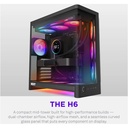 NZXT H6 RGB+ (2026) Dual-Chamber ATX Mid-Tower Airflow Two Panel Front & Left Side Tempered Glass Case With 3 RGB Fans - Black