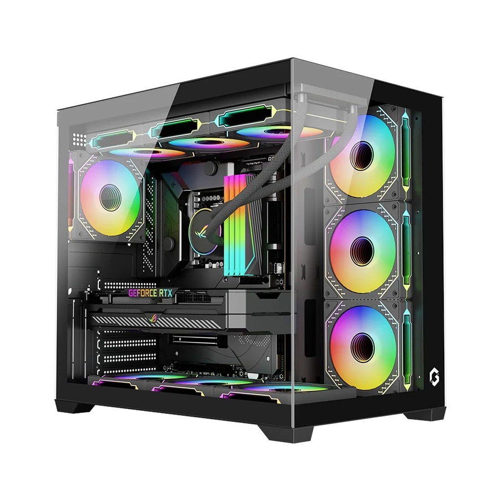 Gameon Emperor Midnight VX Series Mid Tower Gaming Case With 4 ARGB Fans - Black