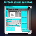 Aigo DarkFlash DS900W Gaming PC Case with 7 ARGB Fans Pre Installed, Tempered Glass Panels - White