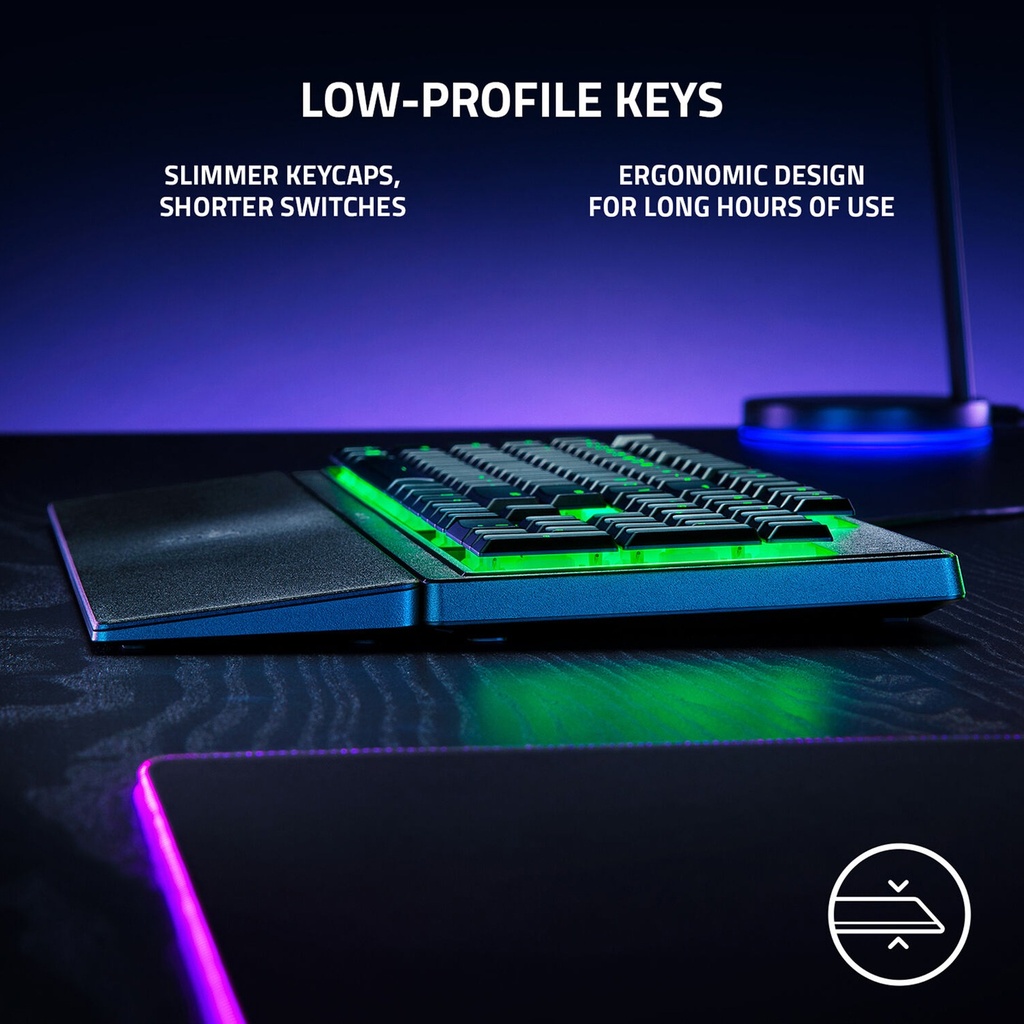 Razer Ornata V3 X Low Profile Keys RGB Wired Gaming Keyboard Silent Membrane Switch - Black