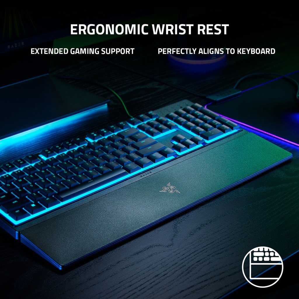 Razer Ornata V3 X Low Profile Keys RGB Wired Gaming Keyboard Silent Membrane Switch - Black