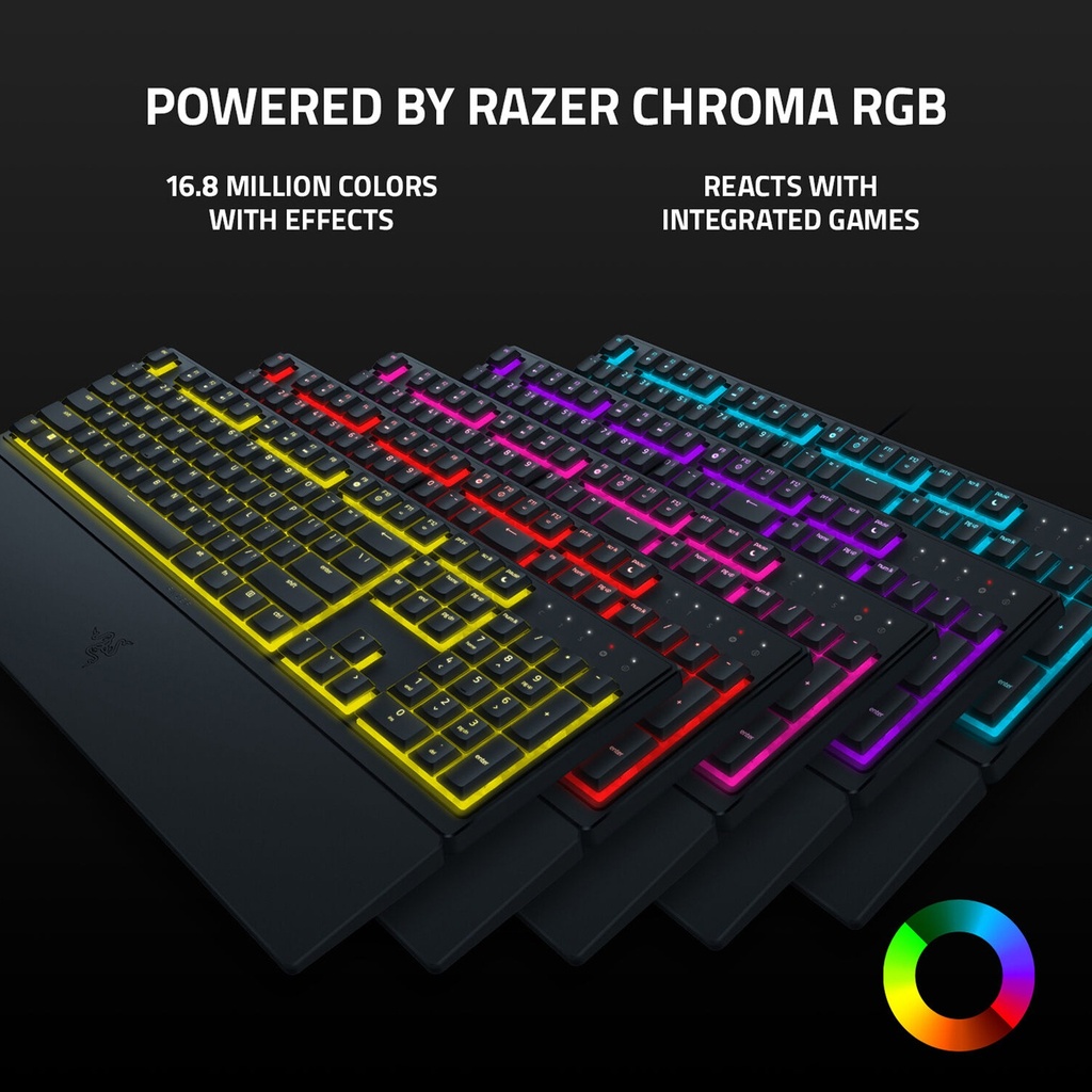 Razer Ornata V3 X Low Profile Keys RGB Wired Gaming Keyboard Silent Membrane Switch - Black