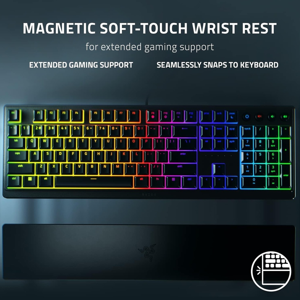 Razer Ornata V3 Low Profile Keys RGB Wired Gaming Keyboard Mecha-Membrane Switch - Black