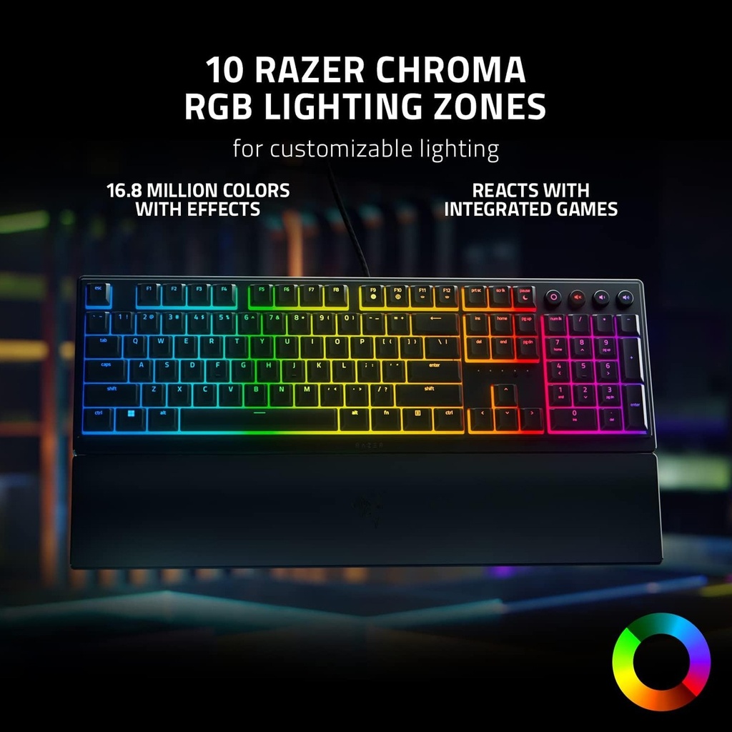 Razer Ornata V3 Low Profile Keys RGB Wired Gaming Keyboard Mecha-Membrane Switch - Black