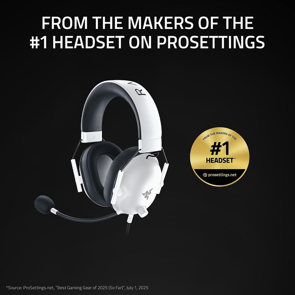 Razer BlackShark V2 X Wired Esports Gaming Headset, 7.1 Surround Sound, 50mm Drivers, Noise Isolating Earcups, Hybrid Memory Foam Cushions Comfort - Special White Edition
