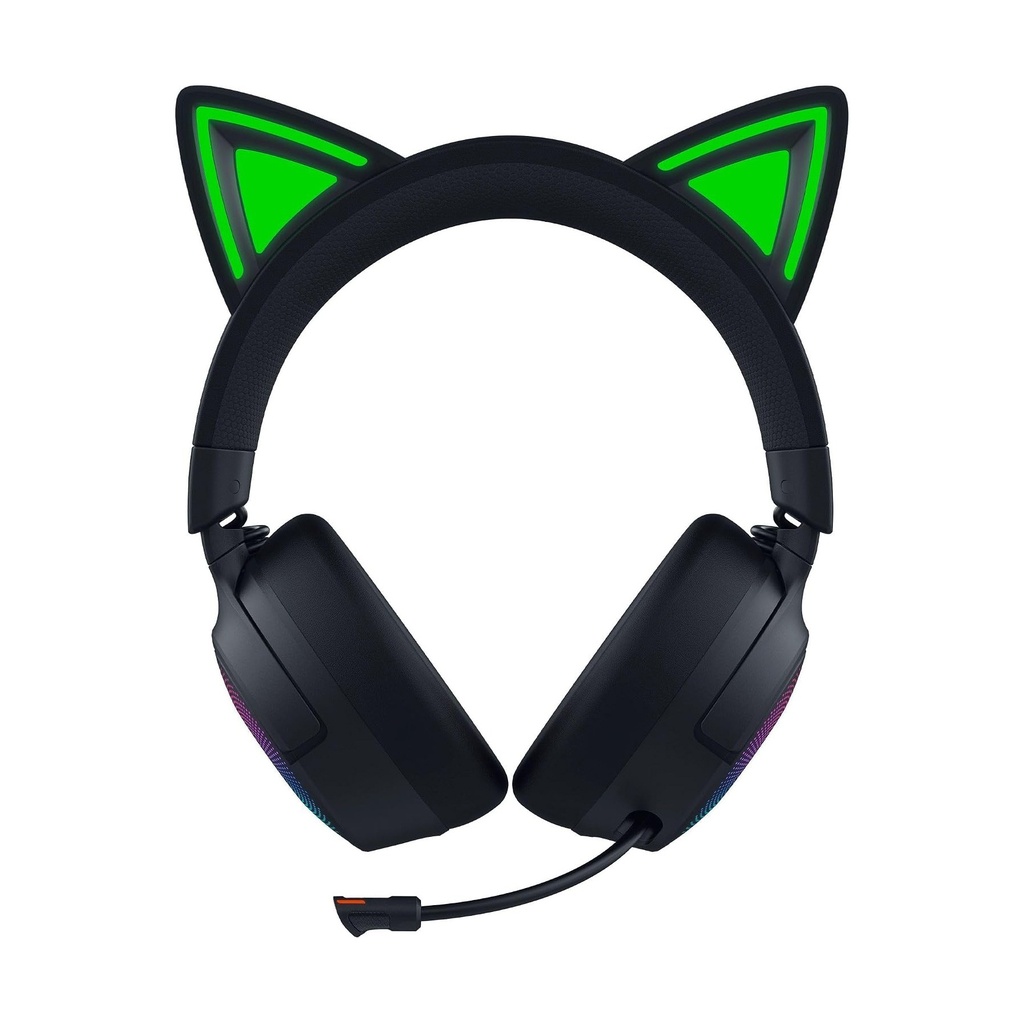 Razer Kraken Kitty V3 Pro RGB Wireless/Bluetooth/Wired Gaming Headset, THX Spatial Audio, Reactive Cat Ears,Up to 70hrs Battery- For PC/PS5 - Black