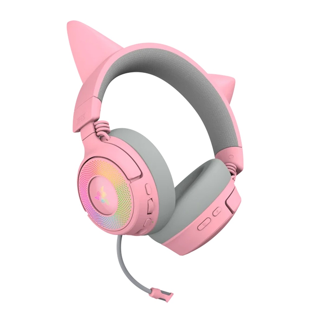 Razer Kraken Kitty V3 Pro RGB Wireless/Bluetooth/Wired Gaming Headset, THX Spatial Audio, Reactive Cat Ears,Up to 70hrs Battery- For PC/PS5 - Quartz Edition