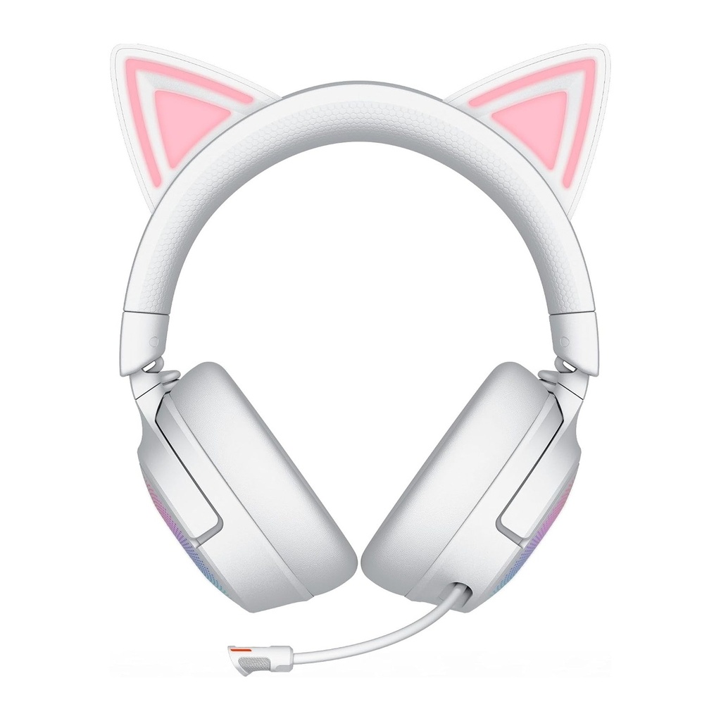 Razer Kraken Kitty V3 Pro RGB Wireless/Bluetooth/Wired Gaming Headset, THX Spatial Audio, Reactive Cat Ears,Up to 70hrs Battery- For PC/PS5 - White Edition