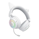 Razer Kraken Kitty V3 Pro RGB Wireless/Bluetooth/Wired Gaming Headset, THX Spatial Audio, Reactive Cat Ears,Up to 70hrs Battery- For PC/PS5 - White Edition