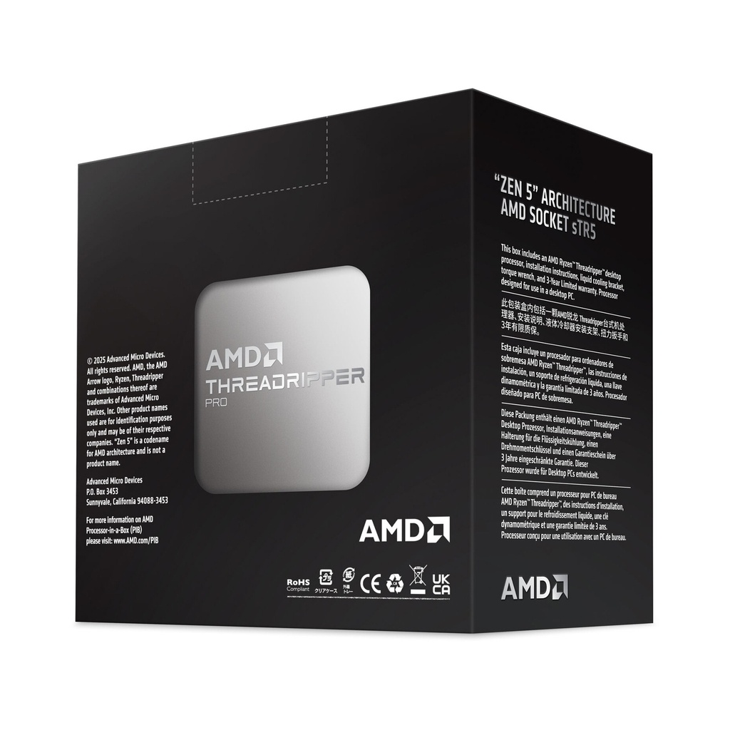 AMD 9000 Series Ryzen Threadripper PRO 9995WX sTR5 96-Cores 192 Threads 2.5GHz 384 MB L3 Cache Desktop Processor