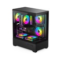 DarkFlash C365 E-ATX Fornt & Left Side Tempered Glass Case With 5 ARGB Fans - Black