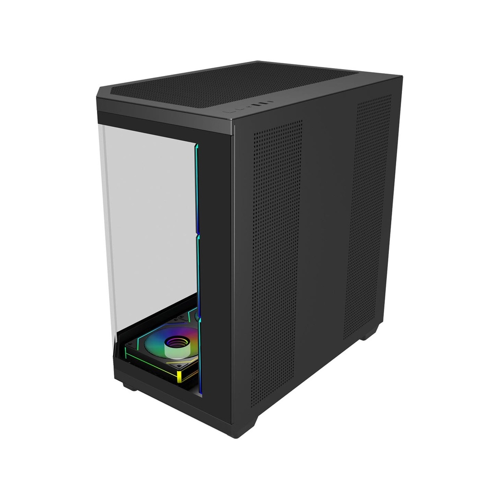 FSP U580 ATX Mid Tower Dual-Chamber Front & Left Side Tempered Glass Case With 7 ARGB Fans - Black