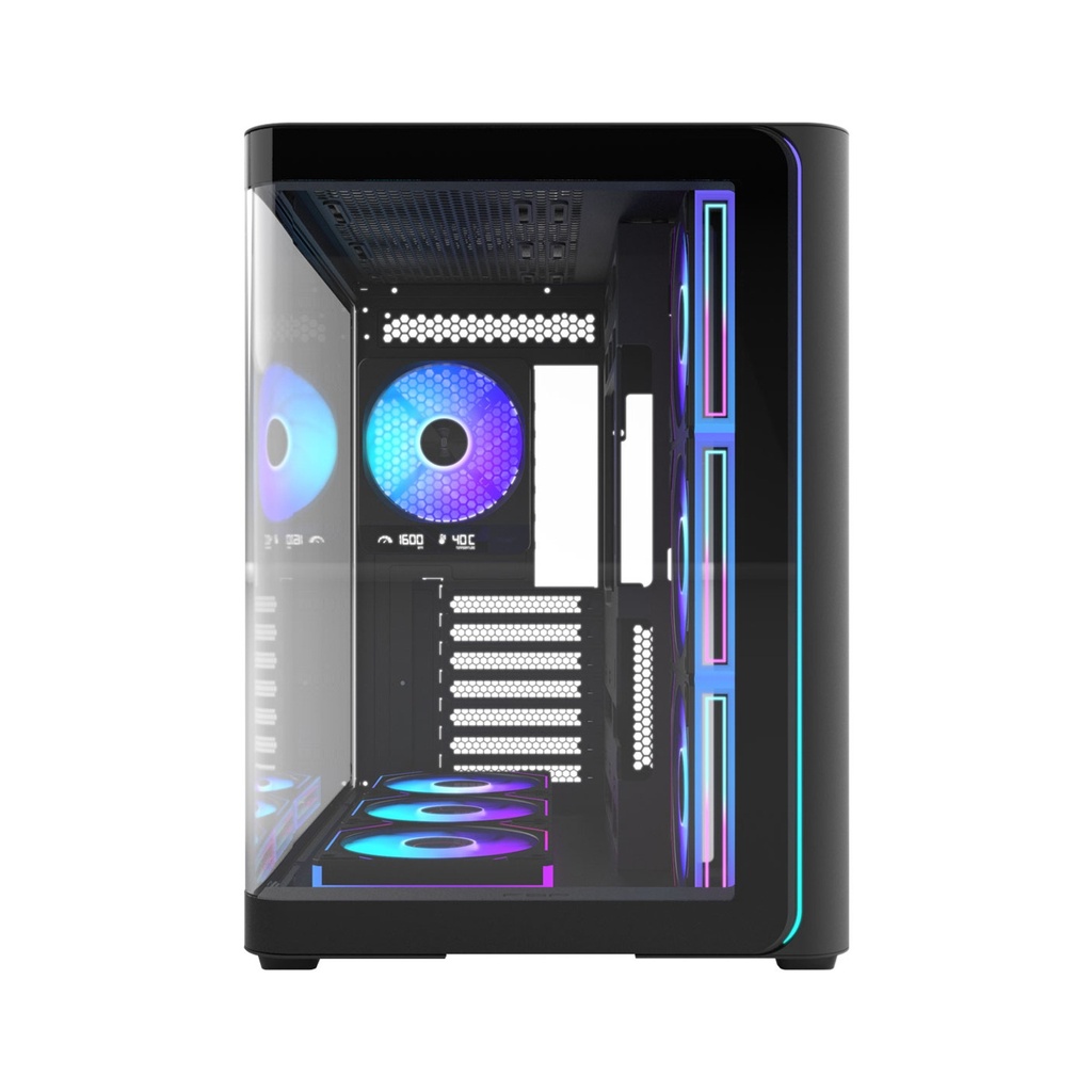 FSP M580 ATX Mid Tower Panoramic Curved Front & Left Side Tempered Glass Case With 4 ARGB Fans - Black