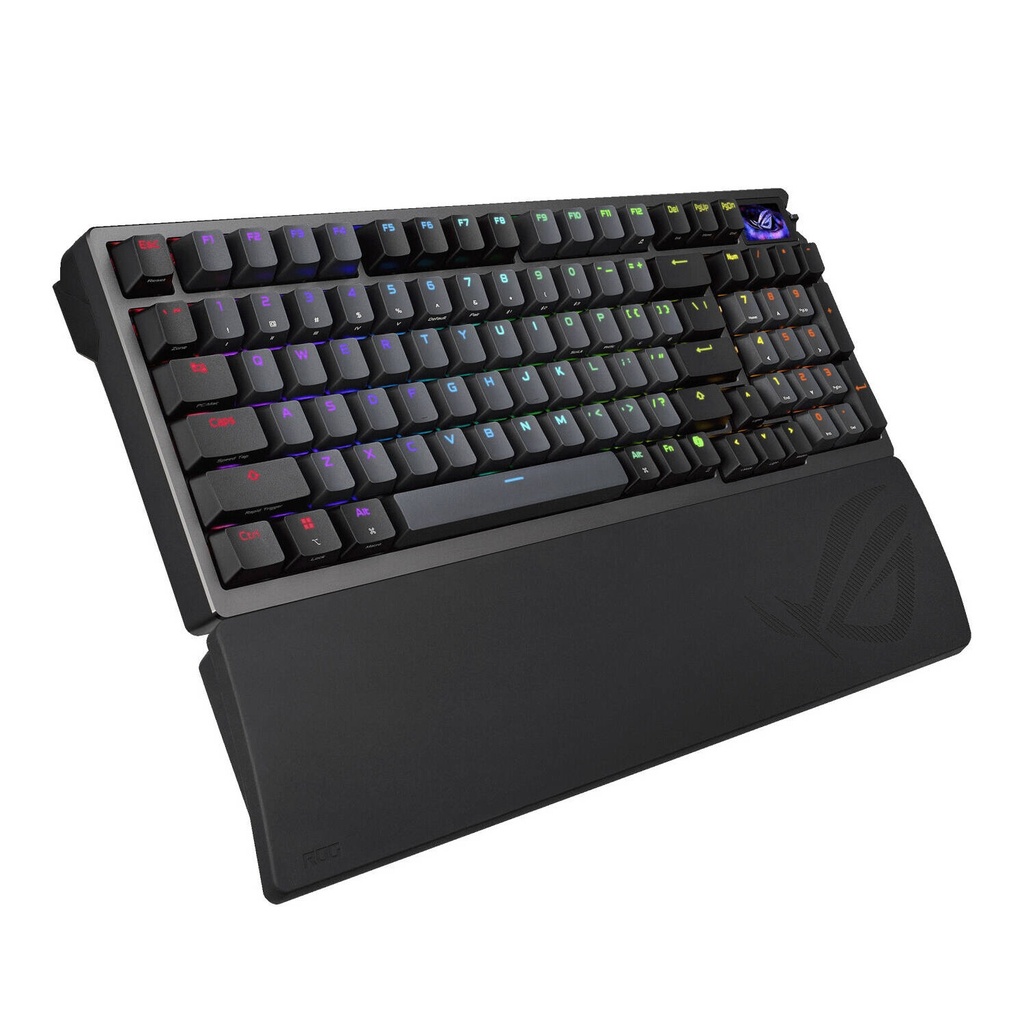 ASUS ROG Azoth 96 HE Wireless Gaming Keyboard, Tenkeyless Size, ROG HFX V2 Magnetic Switches, Featuring an OLED Display, three-way knob, Tri-Mode connectivity, Detachable Silicone Wrist Rests
