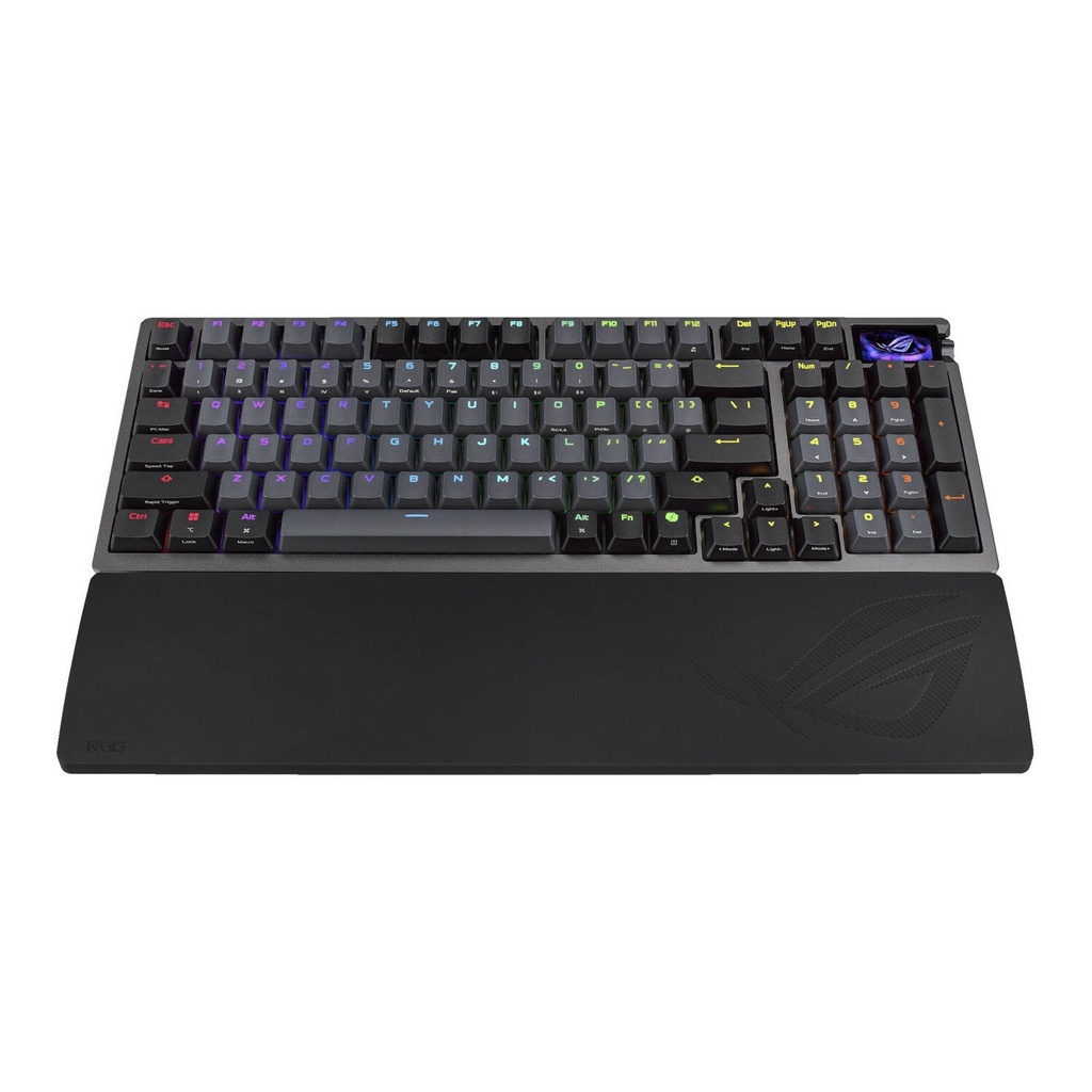 ASUS ROG Azoth 96 HE Wireless Gaming Keyboard, Tenkeyless Size, ROG HFX V2 Magnetic Switches, Featuring an OLED Display, three-way knob, Tri-Mode connectivity, Detachable Silicone Wrist Rests