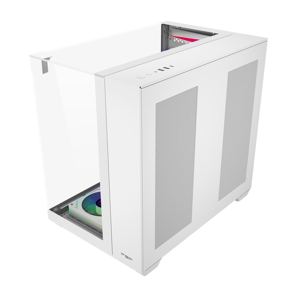 FSP M541 ATX Mid Tower Three Panel Front Top & Left Side Tempered Glass Case With 7 ARGB Fans - White