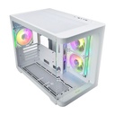 FSP S380 ATX Mid Tower 3D Curved Front & Left Side Tempered Glass Case With 3 ARGB Fans - White