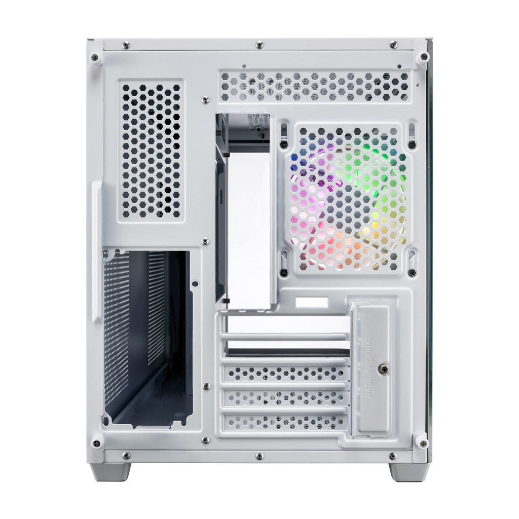 FSP S380 ATX Mid Tower 3D Curved Front & Left Side Tempered Glass Case With 3 ARGB Fans - White