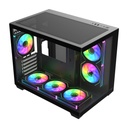 FSP S342 ATX Mid Tower Dual-Chamber Front & Left Side Tempered Glass Case With 6 ARGB Fans - Black