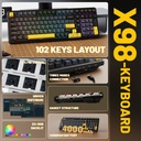 Attack Shark X98 Wired+2.4G & BT Tri-Mode Switch RGB Keyboard - Star Black + StrawBerry Switch