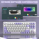 Attack Shark X87 RGB Wired+2.4G & BT Tri-Mode Switch Keybaord RGB backLit, Macro Programmable - Twillight Purple + Strawberry Switch