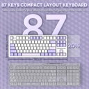 Attack Shark X87 RGB Wired+2.4G & BT Tri-Mode Switch Keybaord RGB backLit, Macro Programmable - Twillight Purple + Strawberry Switch