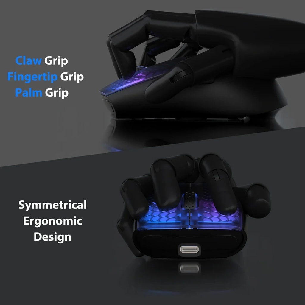 Attack Shark X5 RGB Wired+2.4Gz & BT Connection, Light Weight Design, Ergonomic Design 4000DPI Adustment - Black