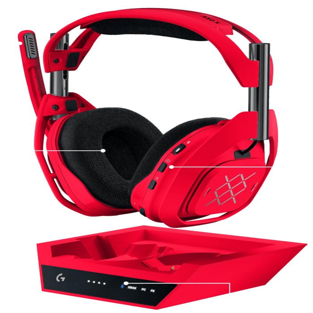 Logitech Astro A50X LightSpeed Wireless+Base Station 48KHZ Boom Mic with Flip-to-Mute For Xbox Series X|S,PlayStation5, & PC/Mac -Red