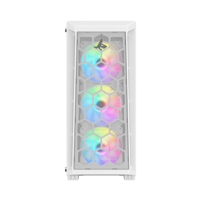 PC Case SHARX RAZORFIN ARGB - ATX PC Case With Front Mesh Panel, 4 x 120mm Pre-Installed Fans Model R-200,White 