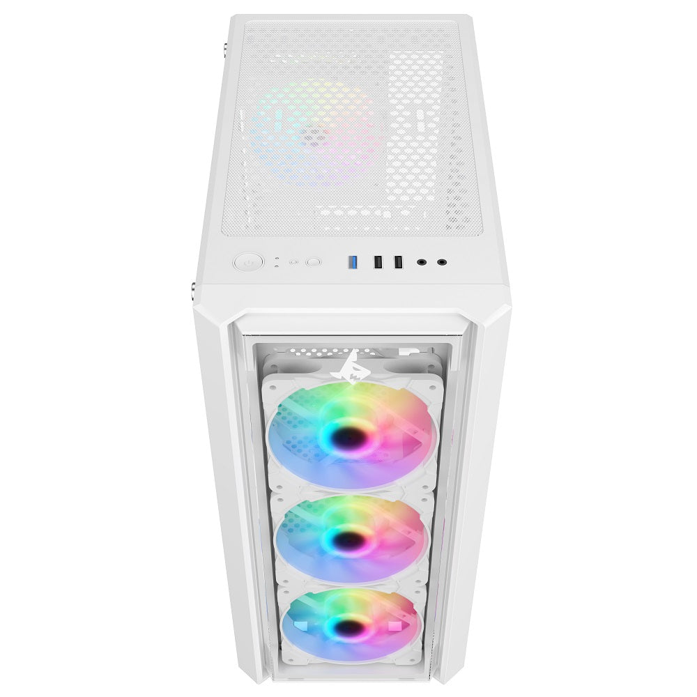 PC Case SHARX STRIKER ARGB - ATX PC Case With Front Mesh Panel, 4 x 120mm Pre-Installed Fans Model S-200,WHITE 