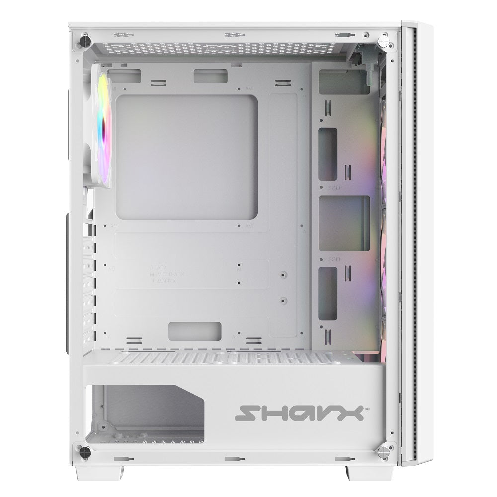 PC Case SHARX STRIKER ARGB - ATX PC Case With Front Mesh Panel, 4 x 120mm Pre-Installed Fans Model S-200,WHITE 