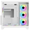 PC Case Sharx Profin GX700 Mid Tower Two Side Panel Front & Left Side Tempered Glass with 7 ARGB Fans- White 