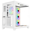 PC Case Sharx Profin GX700 Mid Tower Two Side Panel Front & Left Side Tempered Glass with 7 ARGB Fans- White 