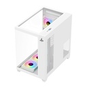 PC Case Sharx Profin GX700 Mid Tower Two Side Panel Front & Left Side Tempered Glass with 7 ARGB Fans- White 