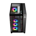 PC Case Sharx Profin GX700 Mid Tower Two Side Panel Front & Left Side Tempered Glass with 7 ARGB Fans - Black 