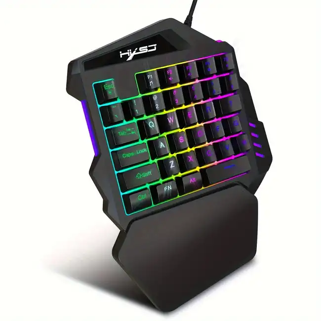 [HVV0U] HXSJ V100 V100-2 35 Key Gaming Keyboard Single Hand LED Backlight Keyboard with USB Wired for PUBG LOL CS Gamer