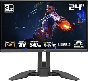 [ARS0U] ASUS ROG Swift Pro PG248QP NVIDIA G-SYNC esports gaming monitor -24.1-inch FHD, .2ms, 540 Hz (OC), Esports-TN panel, NVIDIA Reflex Analyzer, ULMB 2, adjustable base, ESS codec, DisplayHDR400 (مستعمل)
