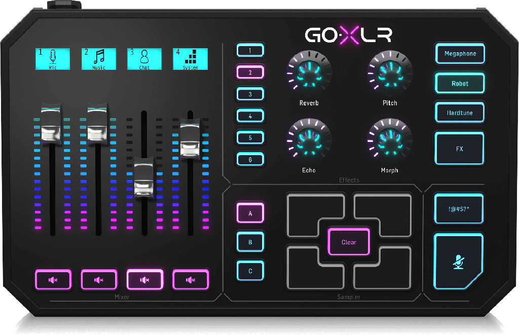 [TGR0U] TC-Helicon GoXLR Revolutionary Online Broadcaster Platform with 4-Channel Mixer, Motorized Faders, Sound Board and Vocal Effects, Officially Supported on Windows (Used)