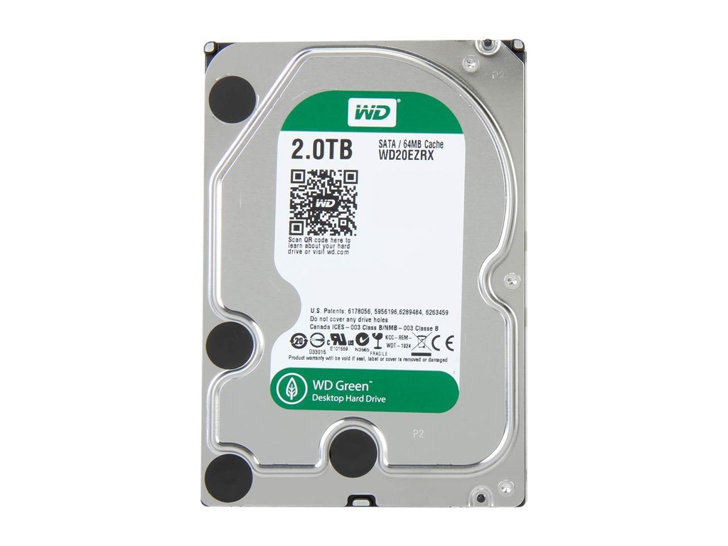 [WDW3U] Western Digital WD Green WD20EZRX 2TB IntelliPower 64MB Cache SATA 6.0Gb/s 3.5" Internal Hard Drive Bare Drive (مستعمل)