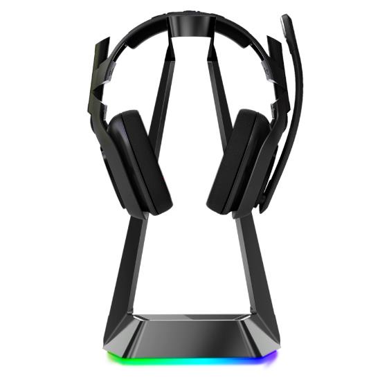 [BST0N] Blue Solids Technology - RGB Lighting Gaming Headset Stand with Three USB Ports , Black