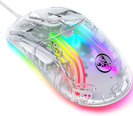 HYSJ Wired Gaming Mouse with Transparent Chroma 3D RGB Lighting
