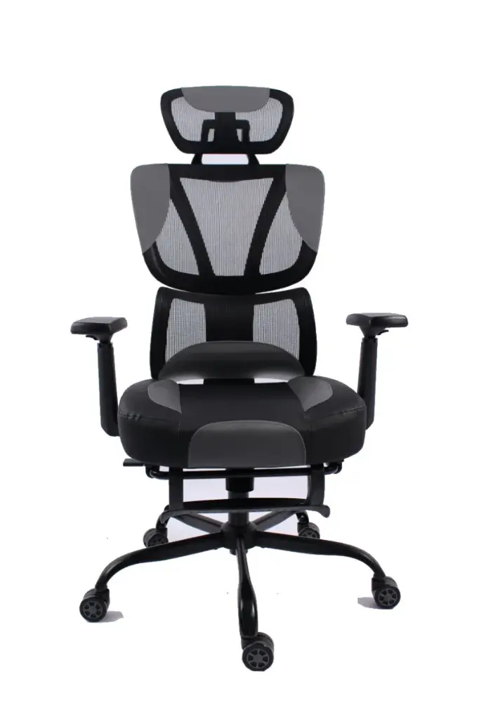 BLACK BULL Gaming Chair With Headrest Up & Down Slide Adjustable and Moveable Armrest, Woven Fabric Black & Grey