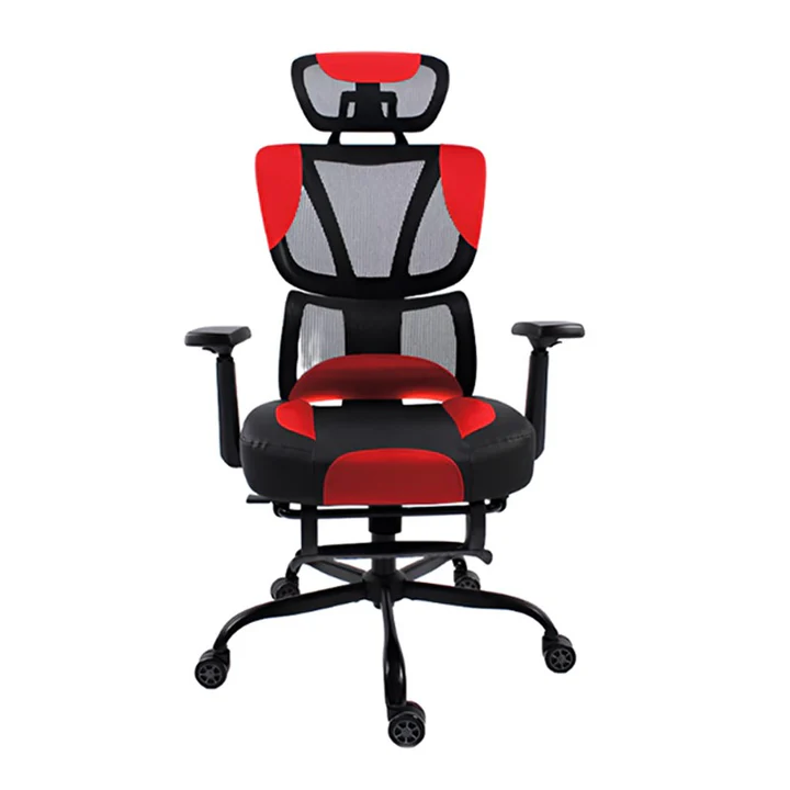 BLACK BULL Gaming Chair With Headrest Up & Down Slide Adjustable and Moveable Armrest, Woven Fabric Black & RED