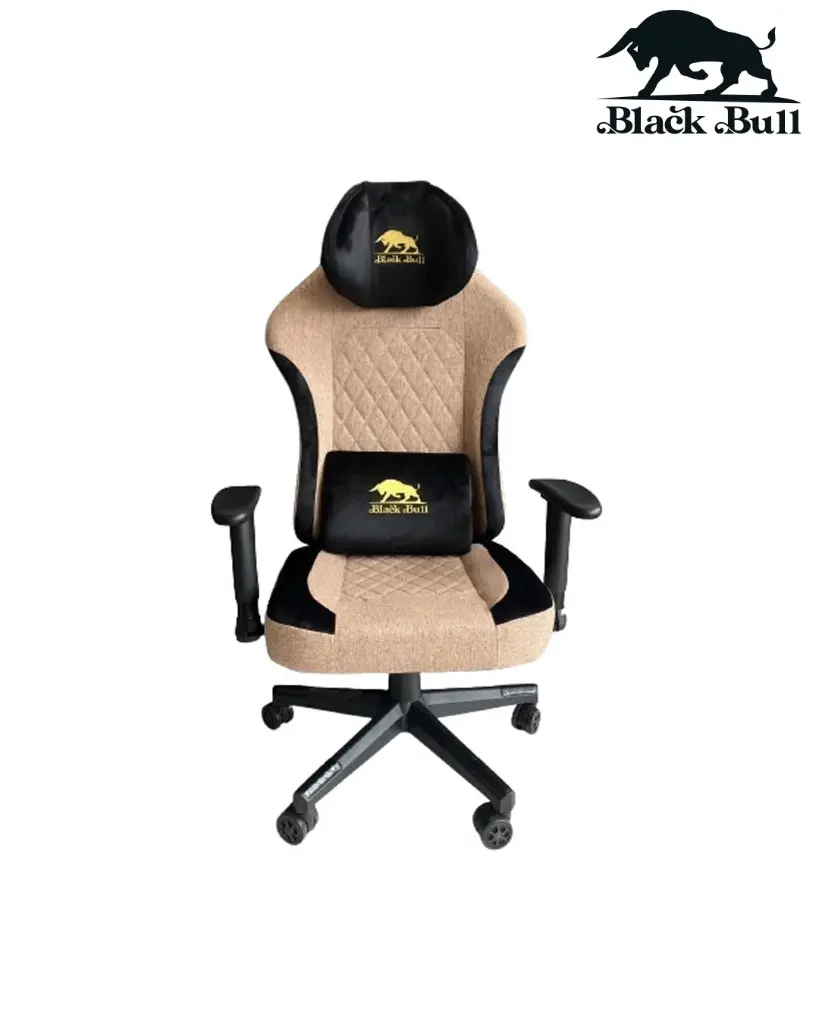 [BBGEN] Black Bull Gaming Chair With Molded Headrest Up & Down - Fabric , Black/Brown - UMGC102R