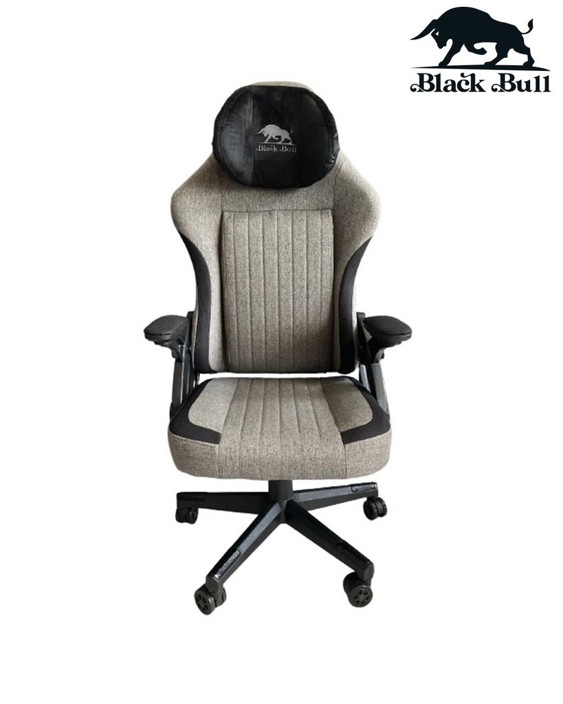 [BBGGN] Black Bull Gaming Chair With Molded Headrest Up & Down - Fabric, Gray /Black - UMGC106R